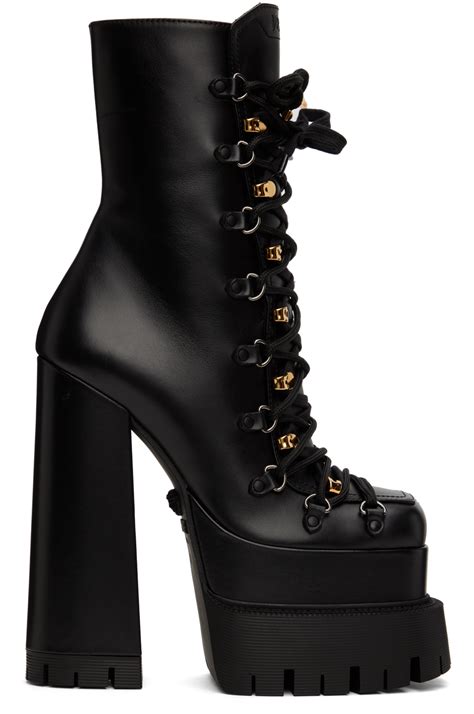 versace 155mm platform leather ankle boots|versace aevitas platform boots.